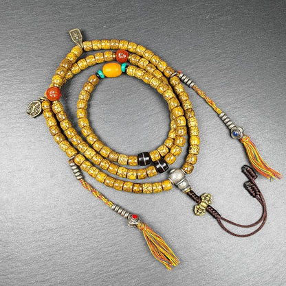 Old Tibetan Rosary | Authentic 7mm 108 Lotus Seed Necklace Mala | Protective Prayer Beads for Women | Spiritual Gift