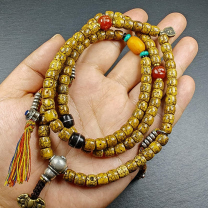 Old Tibetan Rosary | Authentic 7mm 108 Lotus Seed Necklace Mala | Protective Prayer Beads for Women | Spiritual Gift