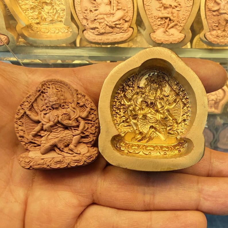 Parnashavari Tsa Tsa Mold 4.5cm Height Tibetan Buddha Statue Maker - Tibetan tsa tsa mold, detailed view