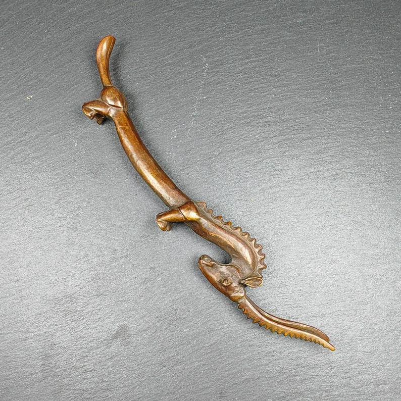 Red Copper Antelope Desktop Ornament - Tibetan Buddhist art, detailed view