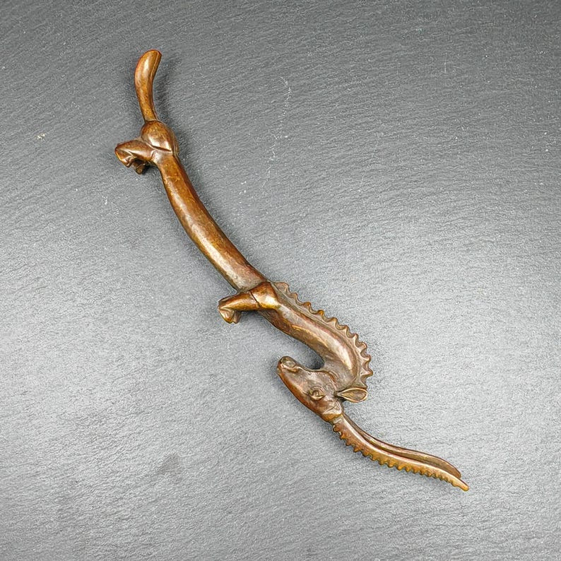 Red Copper Antelope Desktop Ornament - Tibetan Buddhist art, detailed view
