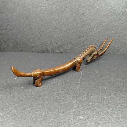 Red Copper Antelope Desktop Ornament - Tibetan Buddhist art, close-up detail