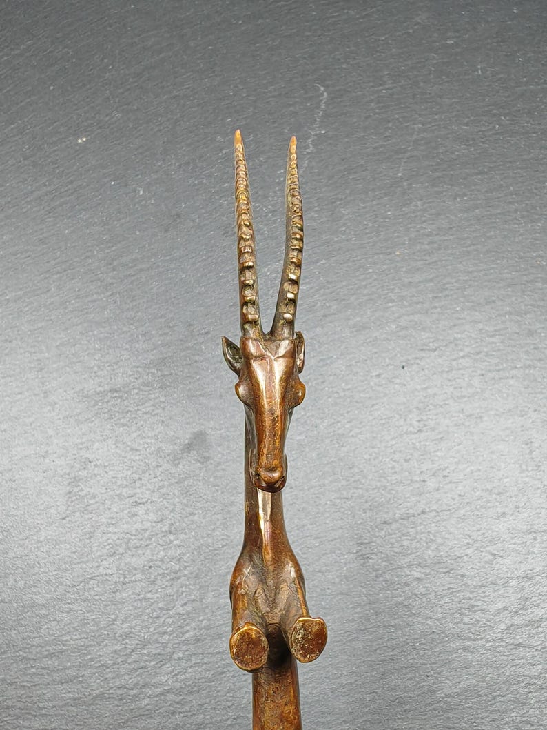 Red Copper Antelope Desktop Ornament - Unique Handcrafted Metal Animal Figurine, Housewarming Gift Idea