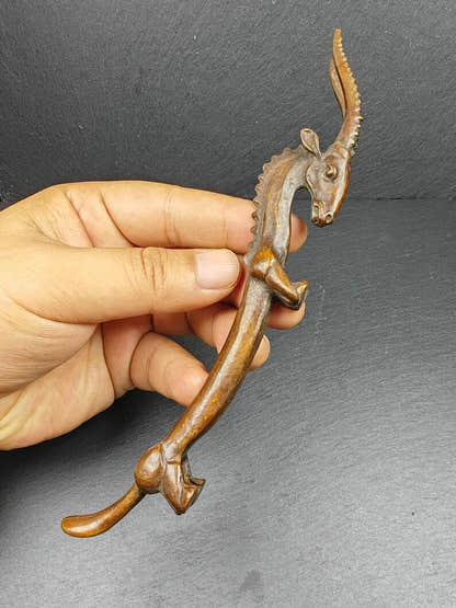 Red Copper Antelope Desktop Ornament - Tibetan Buddhist art, view 5