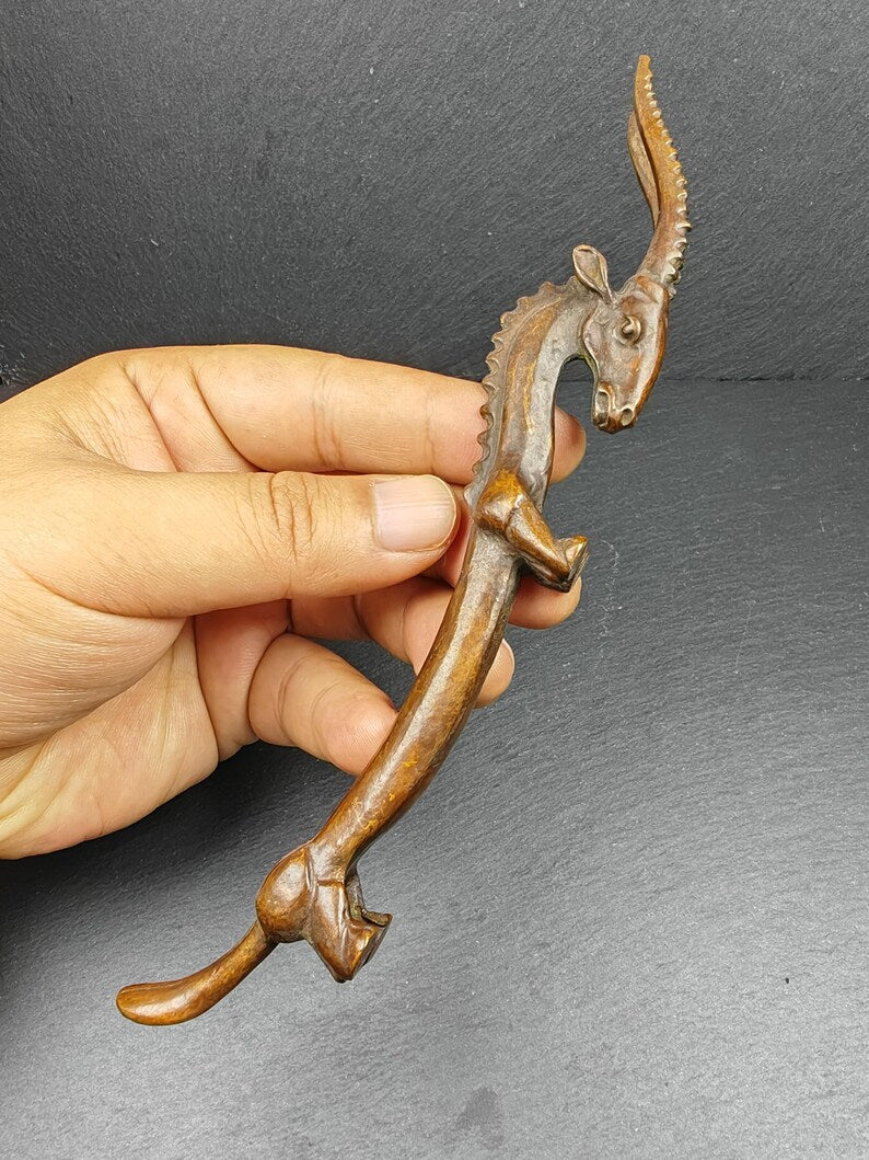 Red Copper Antelope Desktop Ornament - Unique Handcrafted Metal Animal Figurine, Housewarming Gift Idea