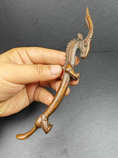 Red Copper Antelope Desktop Ornament - Unique Handcrafted Metal Animal Figurine, Housewarming Gift Idea