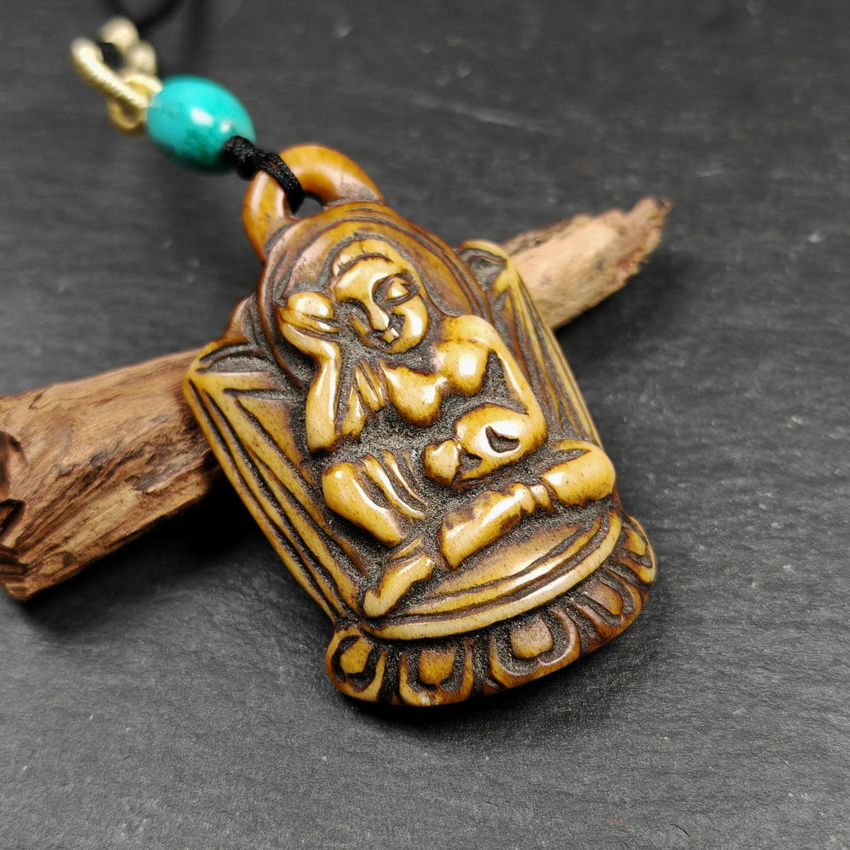 Sacred Jetsun Milarepa Statue Protection Amulet - Tibetan Buddhist amulet, front view