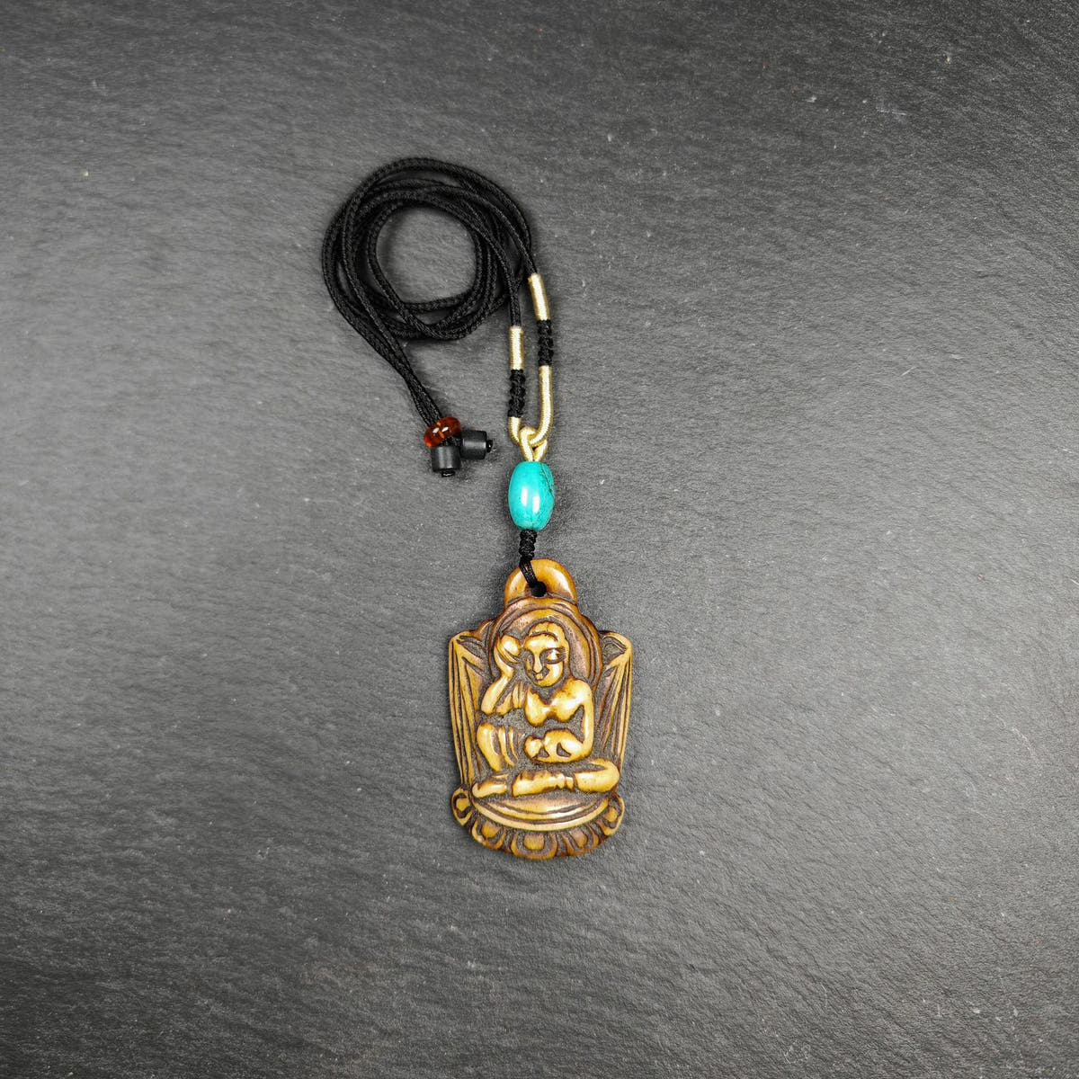 Sacred Jetsun Milarepa Statue Protection Amulet - Tibetan Buddhist amulet, detailed view