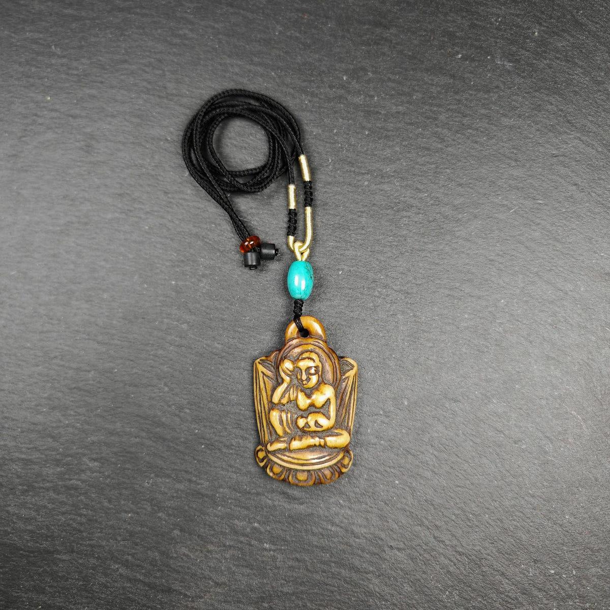 Sacred Jetsun Milarepa Statue Protection Amulet - Tibetan Buddhist amulet, detailed view