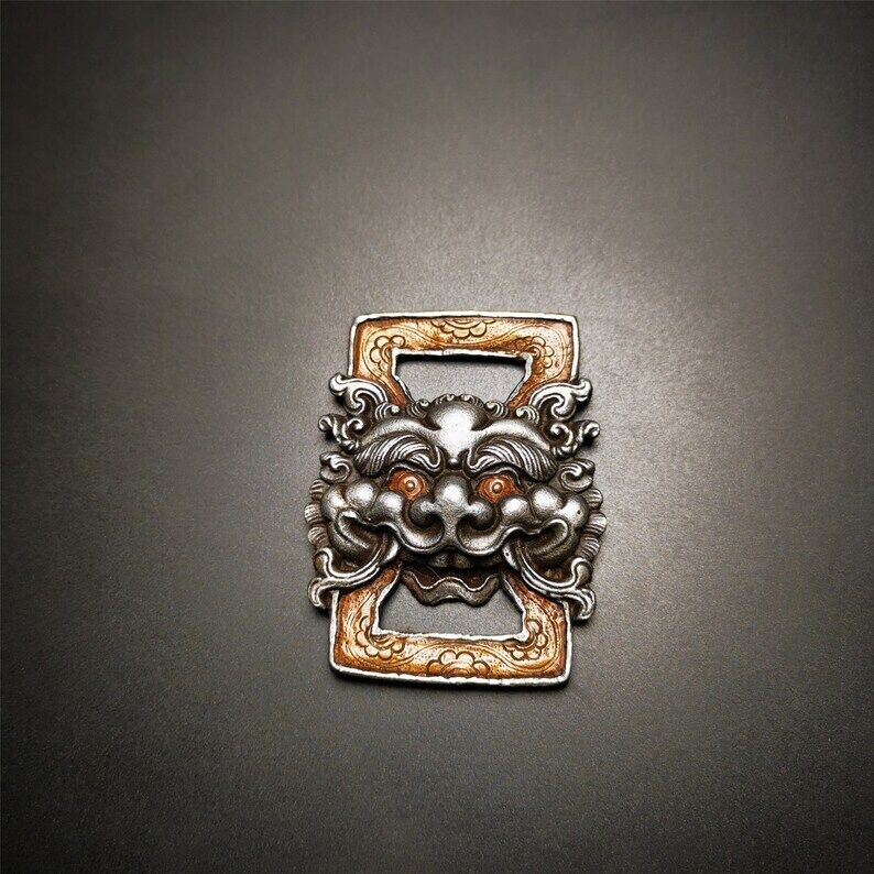 Scripture Book Buckle 2.12" - Tibetan Buddhist art, close-up detail