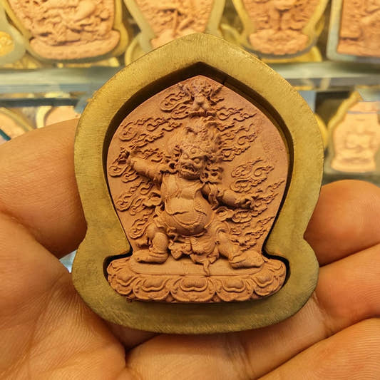 The Wrathful Trio of Vajrapani Tsa Tsa Mold - 4.5cm Height - Tibetan tsa tsa mold, front view