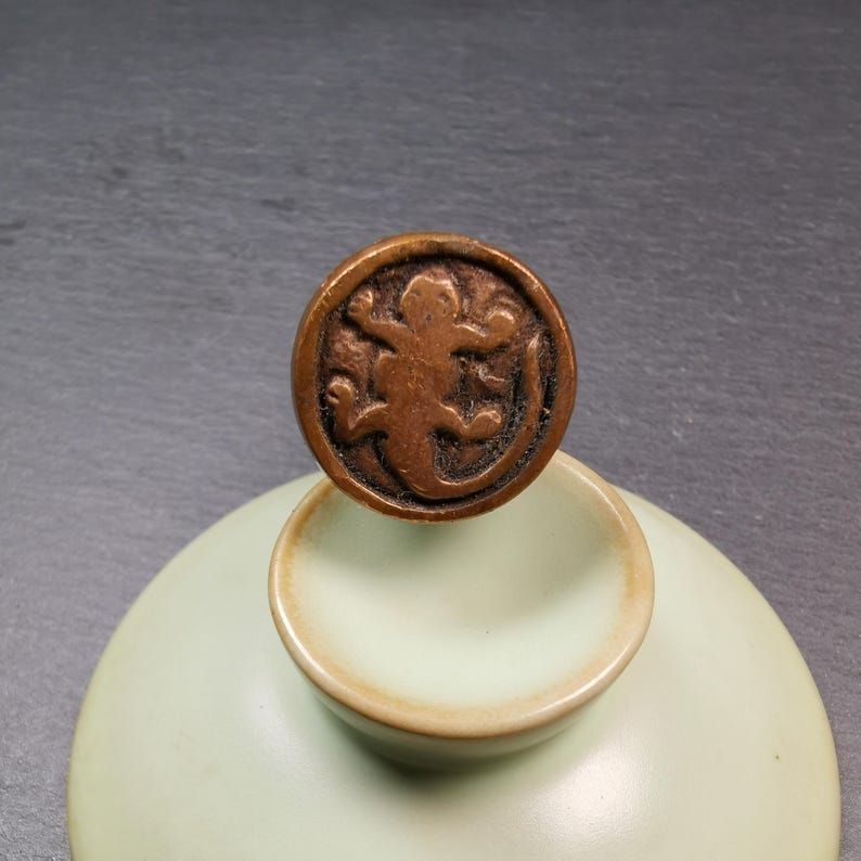 Tibetan Buddhism Seal Stamp Amulet Gecko Pattern Citipati Skull Design