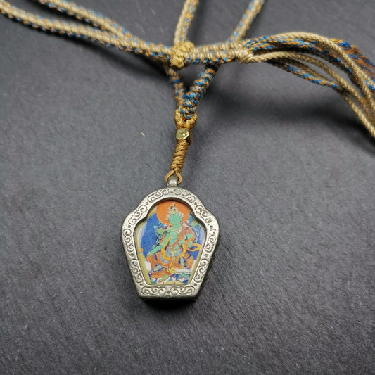 Tibetan Buddhist Gau Box Amulet, Green Tara Ghau Shrine, Altar Pendant