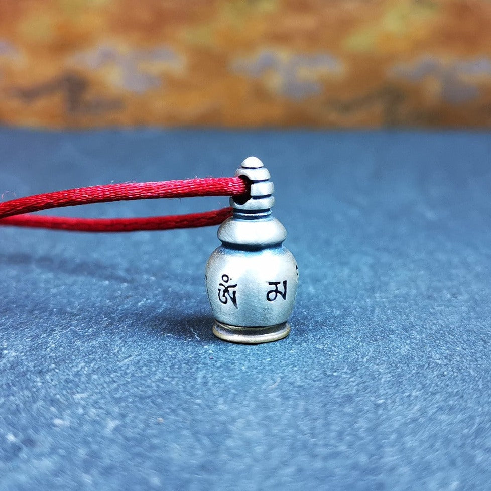 Tibetan Buddhist Tower Gau Amulet, Stupa, Pagoda Pendant, 0.75" × 0.4"