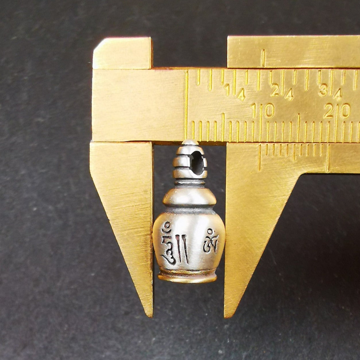 Tibetan Buddhist Tower Gau Amulet, Stupa, Pagoda Pendant, 0.75" × 0.4"