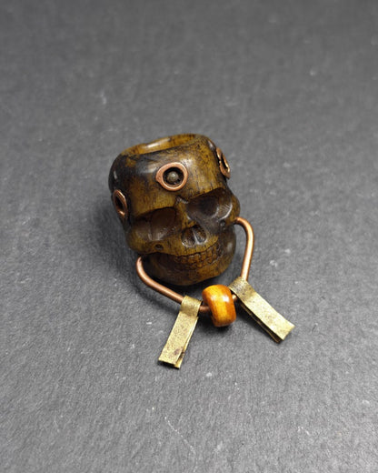 Tibetan Citipati Skull Pendant - Authentic Tibetan Amulet - Protective Charm - Decades Old - 27×25mm