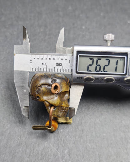 Tibetan Citipati Skull Pendant - 27 - Tibetan Buddhist amulet, size reference