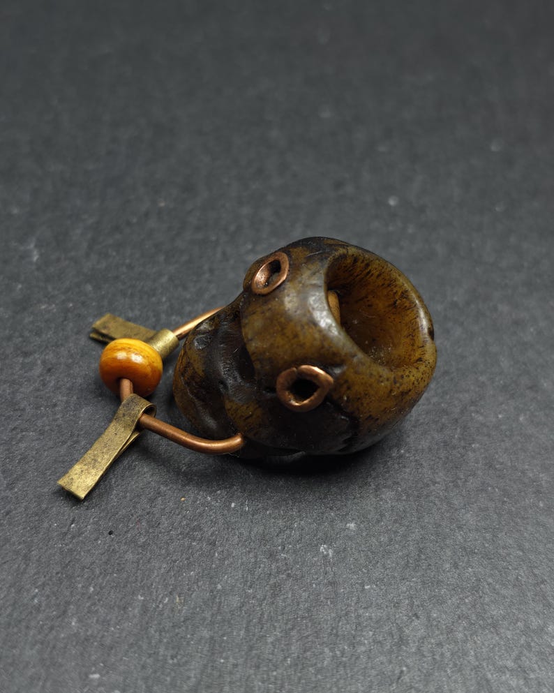 Tibetan Citipati Skull Pendant - Authentic Tibetan Amulet - Protective Charm - Decades Old - 27×25mm