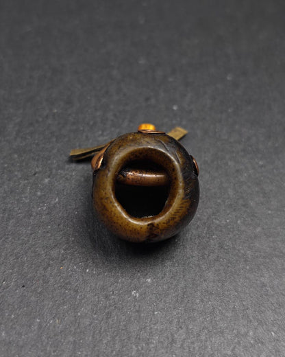 Tibetan Citipati Skull Pendant - Authentic Tibetan Amulet - Protective Charm - Decades Old - 27×25mm