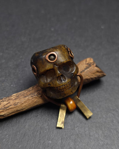 Tibetan Citipati Skull Pendant - Authentic Tibetan Amulet - Protective Charm - Decades Old - 27×25mm