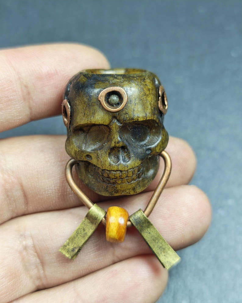 Tibetan Citipati Skull Pendant - 27 - Tibetan Buddhist amulet, view 7