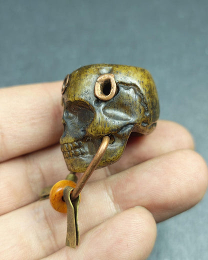 Tibetan Citipati Skull Pendant - Authentic Tibetan Amulet - Protective Charm - Decades Old - 27×25mm