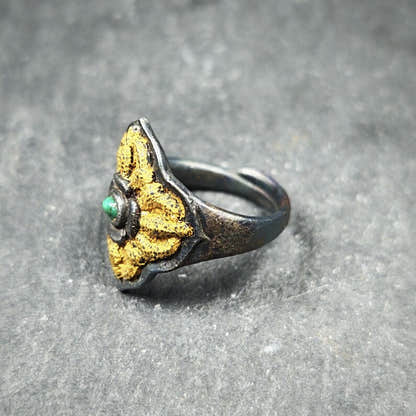 Tibetan Cross Vajra Ring Gold & Silver Gilding Adjustable Ring - Tibetan Buddhist vajra, view 6