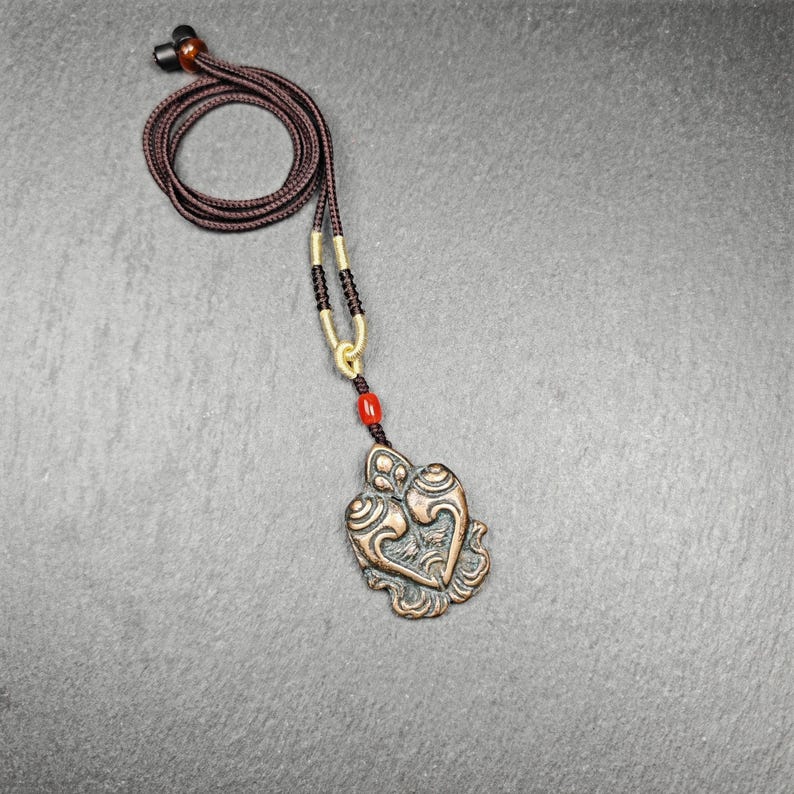 Tibetan Double Conch Amulet: Lima Brass Buddhist Protection Charm
