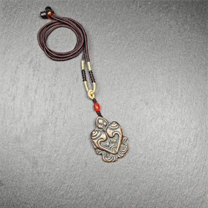Tibetan Double Conch Amulet: Lima Brass Buddhist Protection Charm