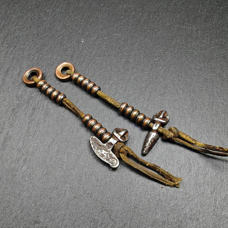 Tibetan Prayer Bead Counters: Cold Iron Inlaid Lima Brass Mala Accessories