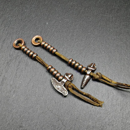 Tibetan Prayer Bead Counters: Cold Iron Inlaid Lima Brass Mala Accessories