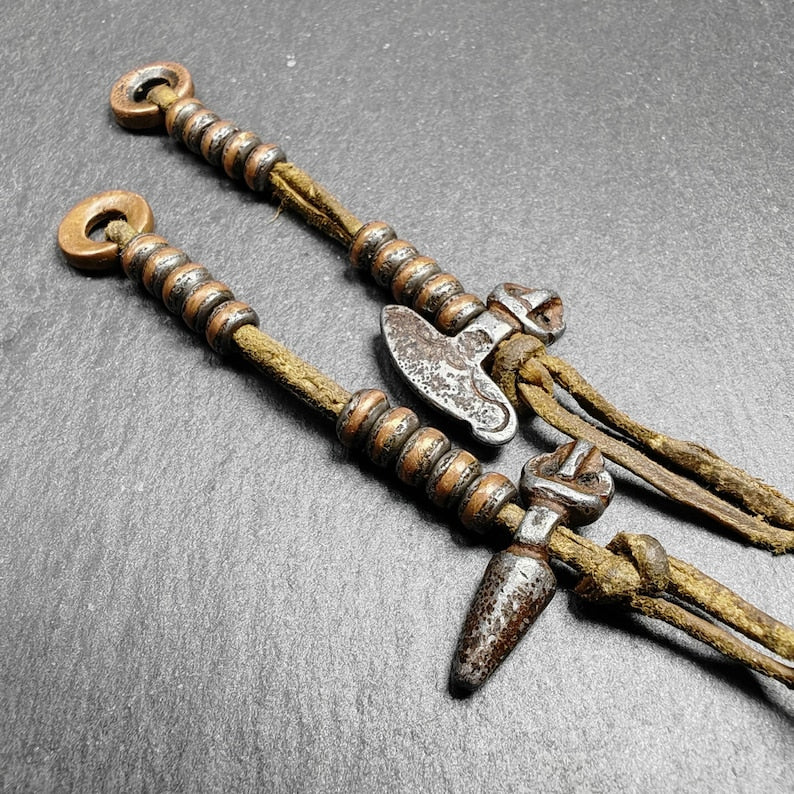 Tibetan Prayer Bead Counters: Cold Iron Inlaid Lima Brass Mala Accessories
