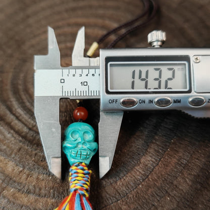 Turquoise Citipati Skull Pendant - Authentic Tibetan Amulet - Protective Charm - Decades Old - 18mm × 14mm