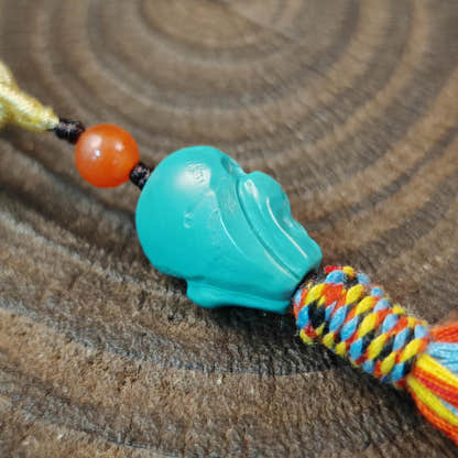 Turquoise Citipati Skull Pendant Decades Old - 18mm - Tibetan Buddhist amulet, view 4