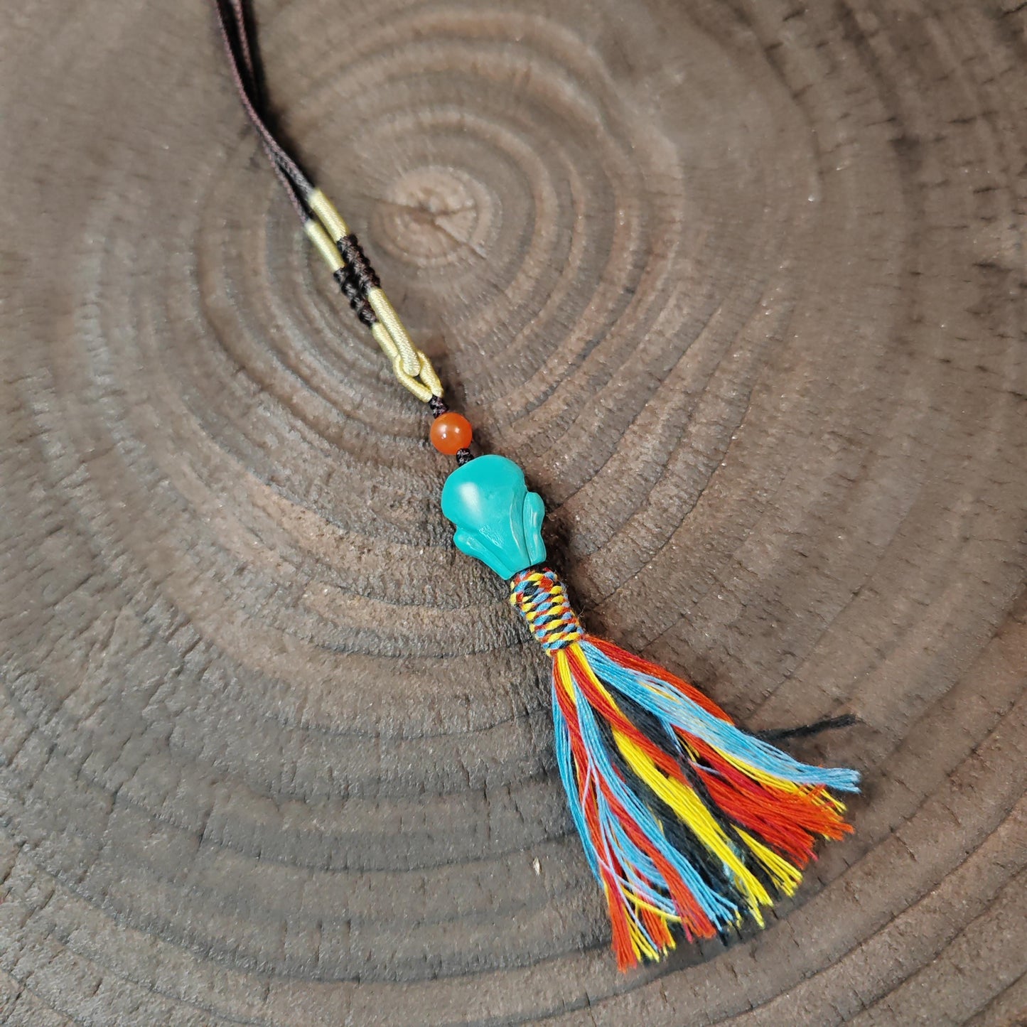 Turquoise Citipati Skull Pendant - Authentic Tibetan Amulet - Protective Charm - Decades Old - 18mm × 14mm