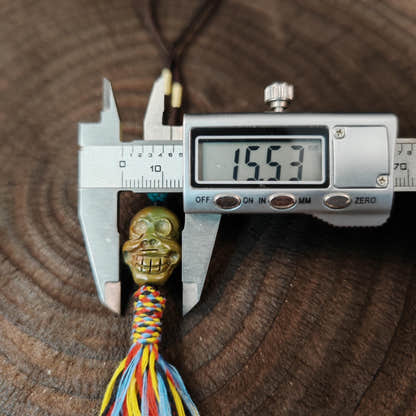 Turquoise Citipati Skull Pendant - Decades Old - 22mm - Tibetan Buddhist amulet, size reference