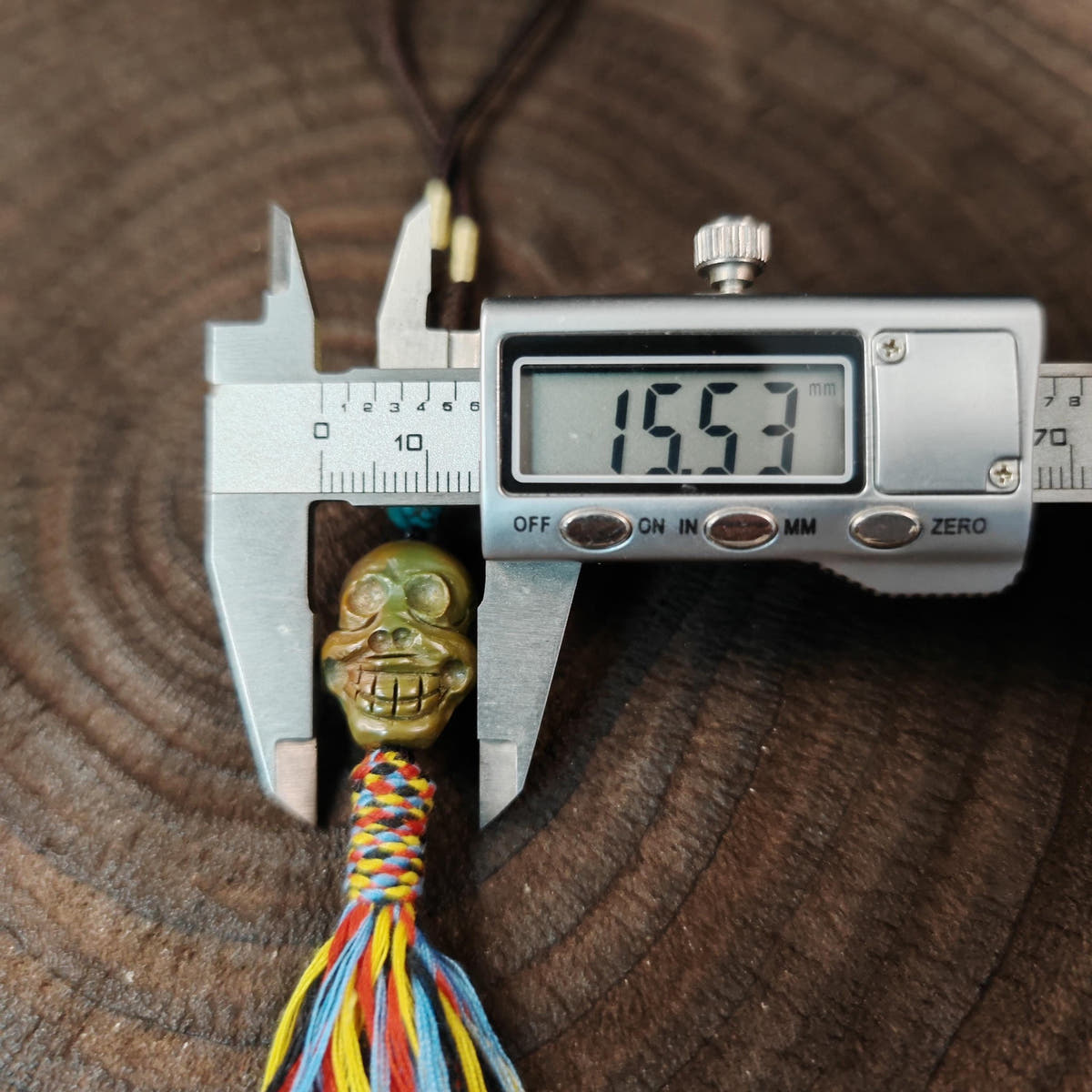 Turquoise Citipati Skull Pendant - Decades Old - 22mm - Tibetan Buddhist amulet, size reference