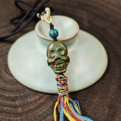 Turquoise Citipati Skull Pendant - Decades Old - 22mm - Tibetan Buddhist amulet, view 8