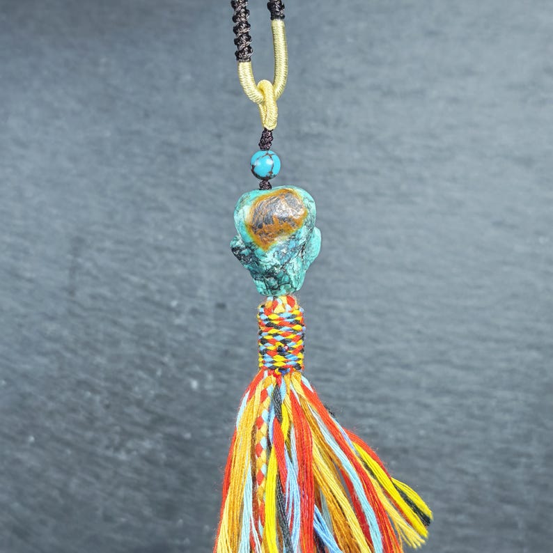 Turquoise Citipati Skull Pendant - Authentic Tibetan Amulet - Protective Charm - Decades Old - 22mm × 18mm