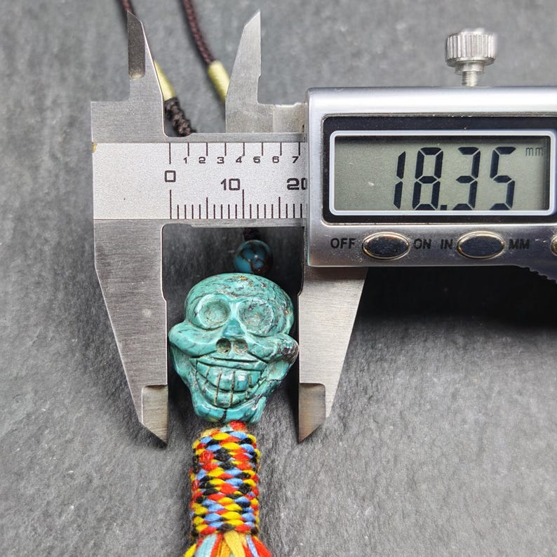 Turquoise Citipati Skull Pendant - Authentic Tibetan Amulet - Protective Charm - Decades Old - 22mm × 18mm