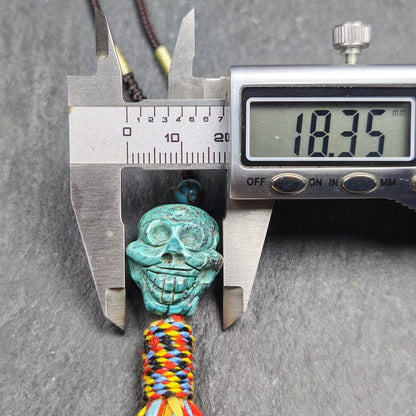 Turquoise Citipati Skull Pendant - Authentic Tibetan Amulet - Protective Charm - Decades Old - 22mm × 18mm