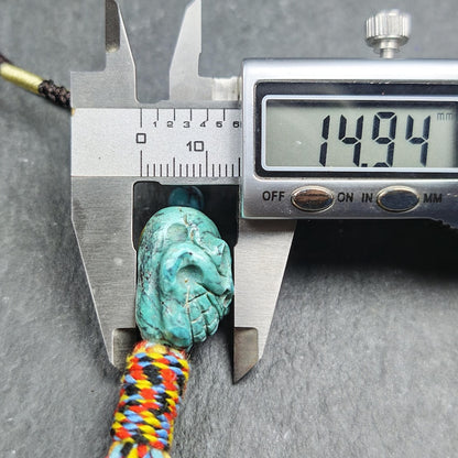 Turquoise Citipati Skull Pendant - Authentic Tibetan Amulet - Protective Charm - Decades Old - 22mm × 18mm