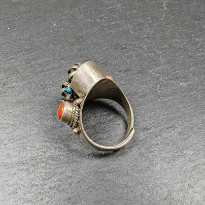 Unique Tibetan Silver Ring | Rotatable Vajra Ring | Adjustable Size | Protection Jewelry
