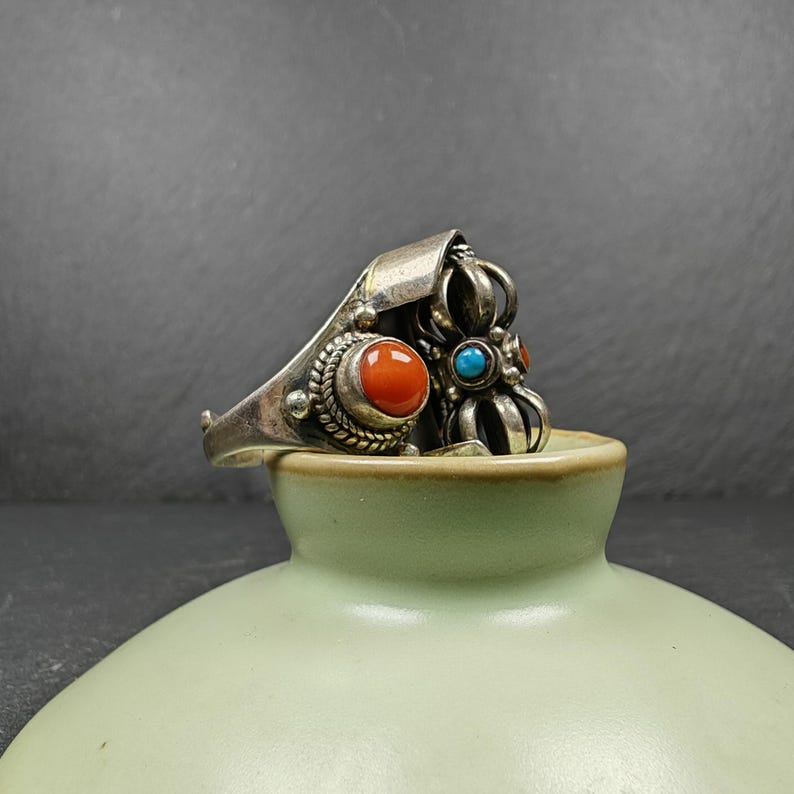 Unique Tibetan Silver Ring | Rotatable Vajra Ring | Adjustable Size | Protection Jewelry