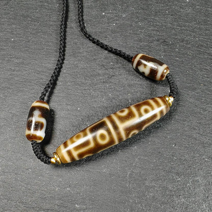 Vintage 12 Eyes Dzi Bead Necklace | Tibetan Dzi Jewelry | Protection Charm for Courage and Fame | Spiritual Gift | 54*13mm