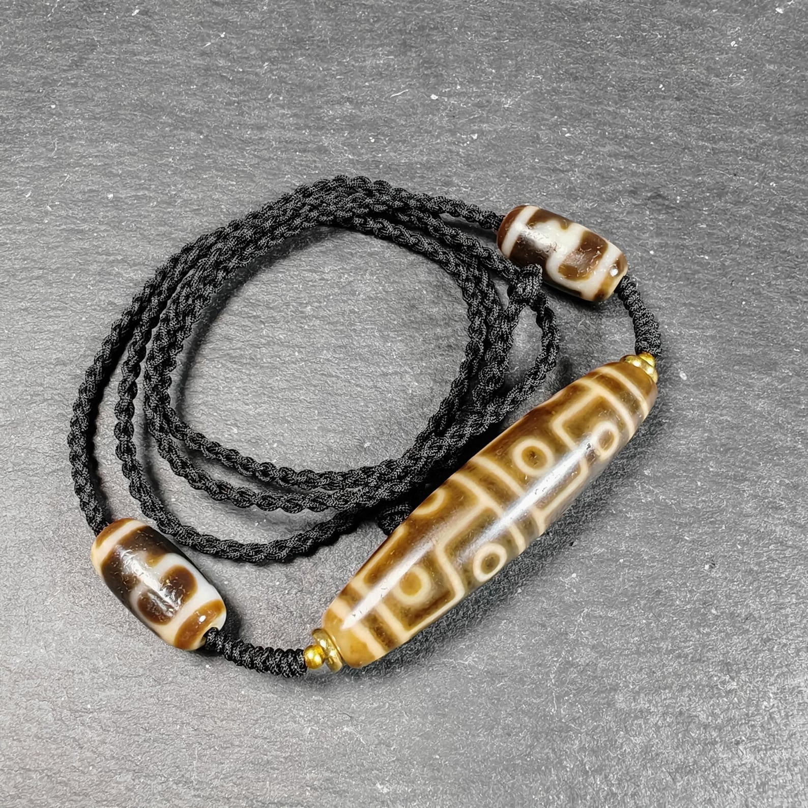 Vintage 12 Eyes Dzi Bead Necklace | Tibetan Dzi Jewelry | Protection Charm for Courage and Fame | Spiritual Gift | 54*13mm