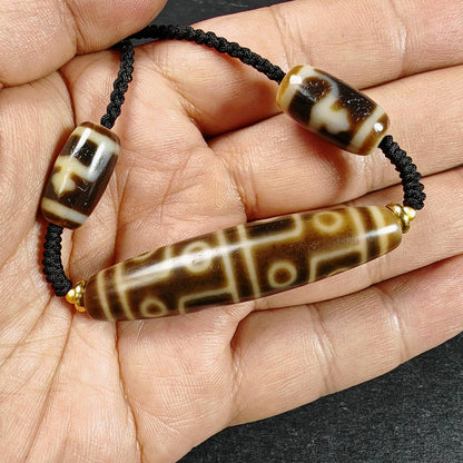 Vintage 12 Eyes Dzi Bead Necklace | Tibetan Dzi Jewelry | Protection Charm for Courage and Fame | Spiritual Gift | 54*13mm