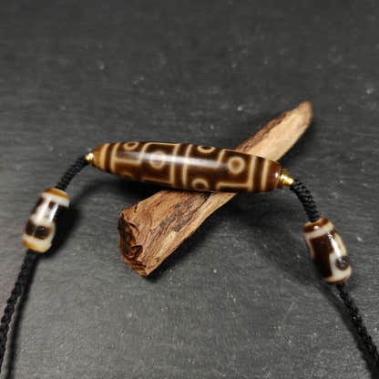 12 Eyes Dzi Bead Necklace Tibetan Protection Charm for Courage and Fame - Tibetan Buddhist bead necklace, view 4