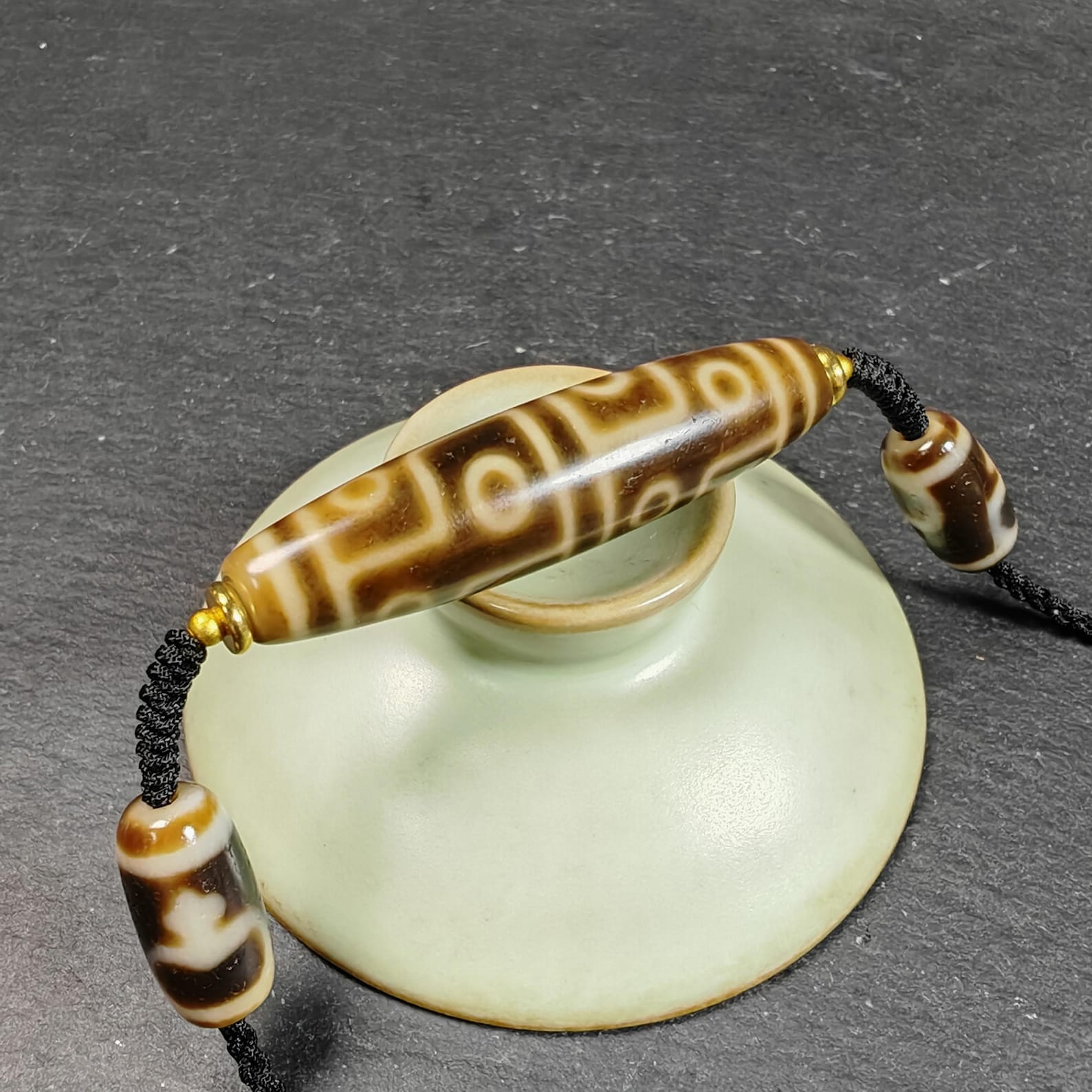 Vintage 12 Eyes Dzi Bead Necklace | Tibetan Dzi Jewelry | Protection Charm for Courage and Fame | Spiritual Gift | 54*13mm