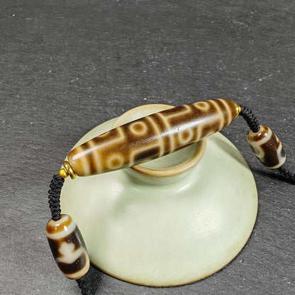 Vintage 12 Eyes Dzi Bead Necklace | Tibetan Dzi Jewelry | Protection Charm for Courage and Fame | Spiritual Gift | 54*13mm